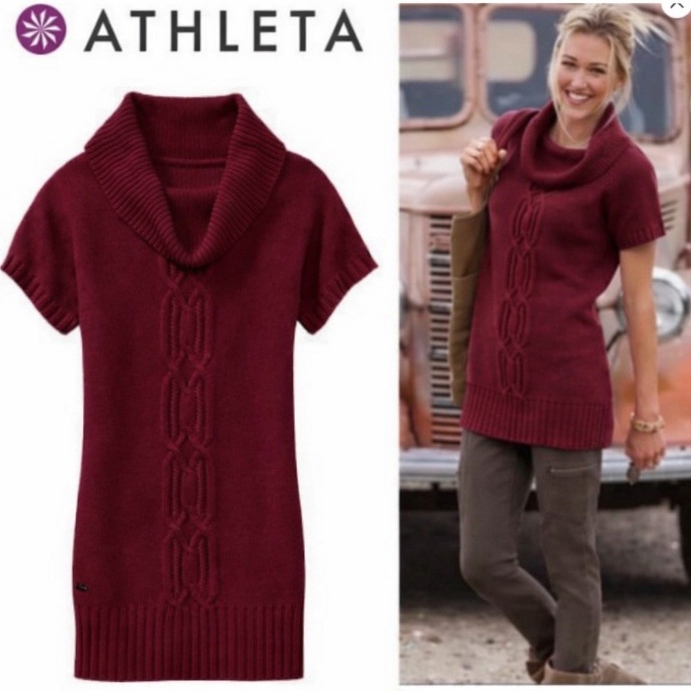 Athleta Cable Knit Cowl Neck Dazzle Sweater Dress NWT‎